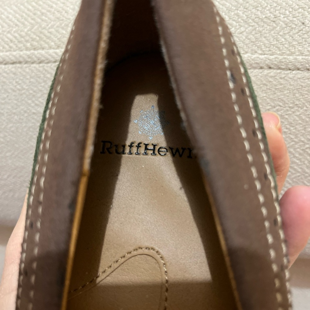 WOMEN'S RUFFHEWN LAWDON GREEN & BROWN SUEDE LOAFER SLIP ONS SIZE 9 M - Picture 4 of 7